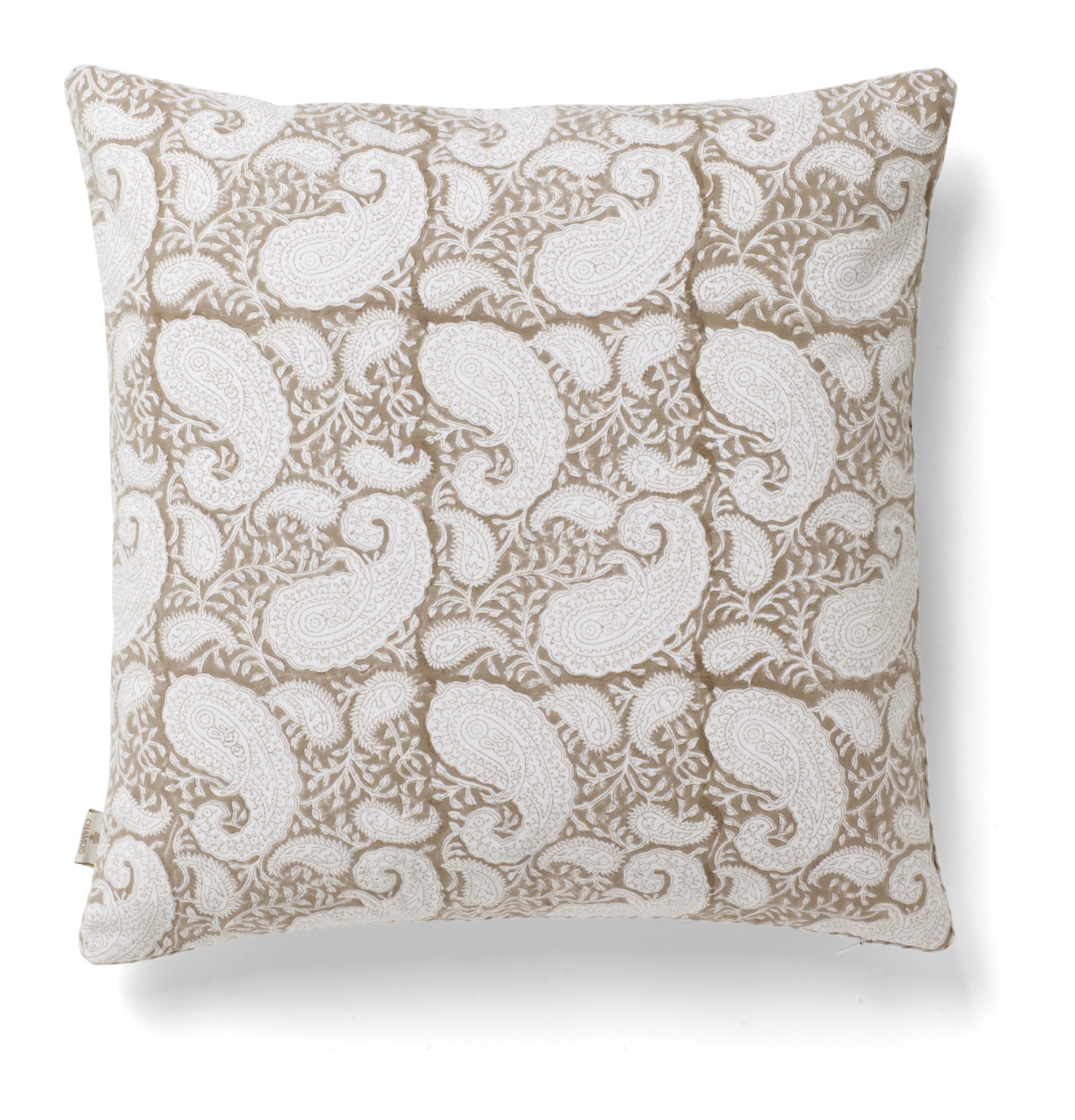 Cotton Cushion Cover Big Paisley Design - Light Brown