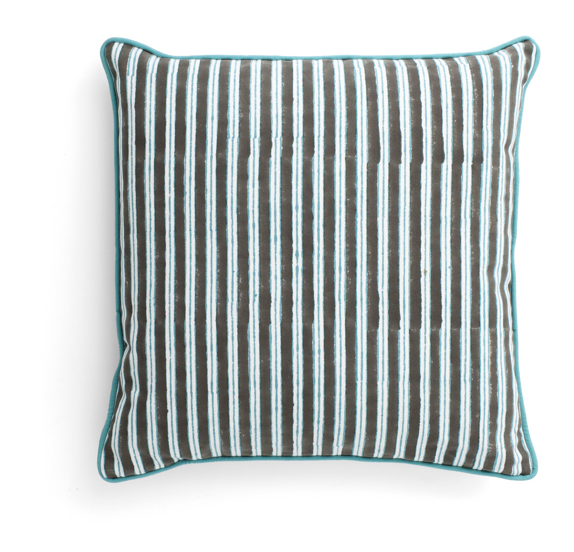 Cotton Cushion Cover Stripe Design - Turquoise