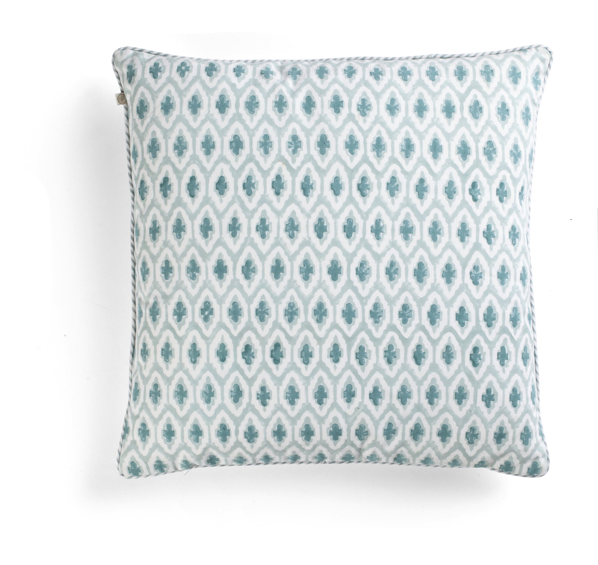 Cotton Cushion Cover Cross Design - Turquoise