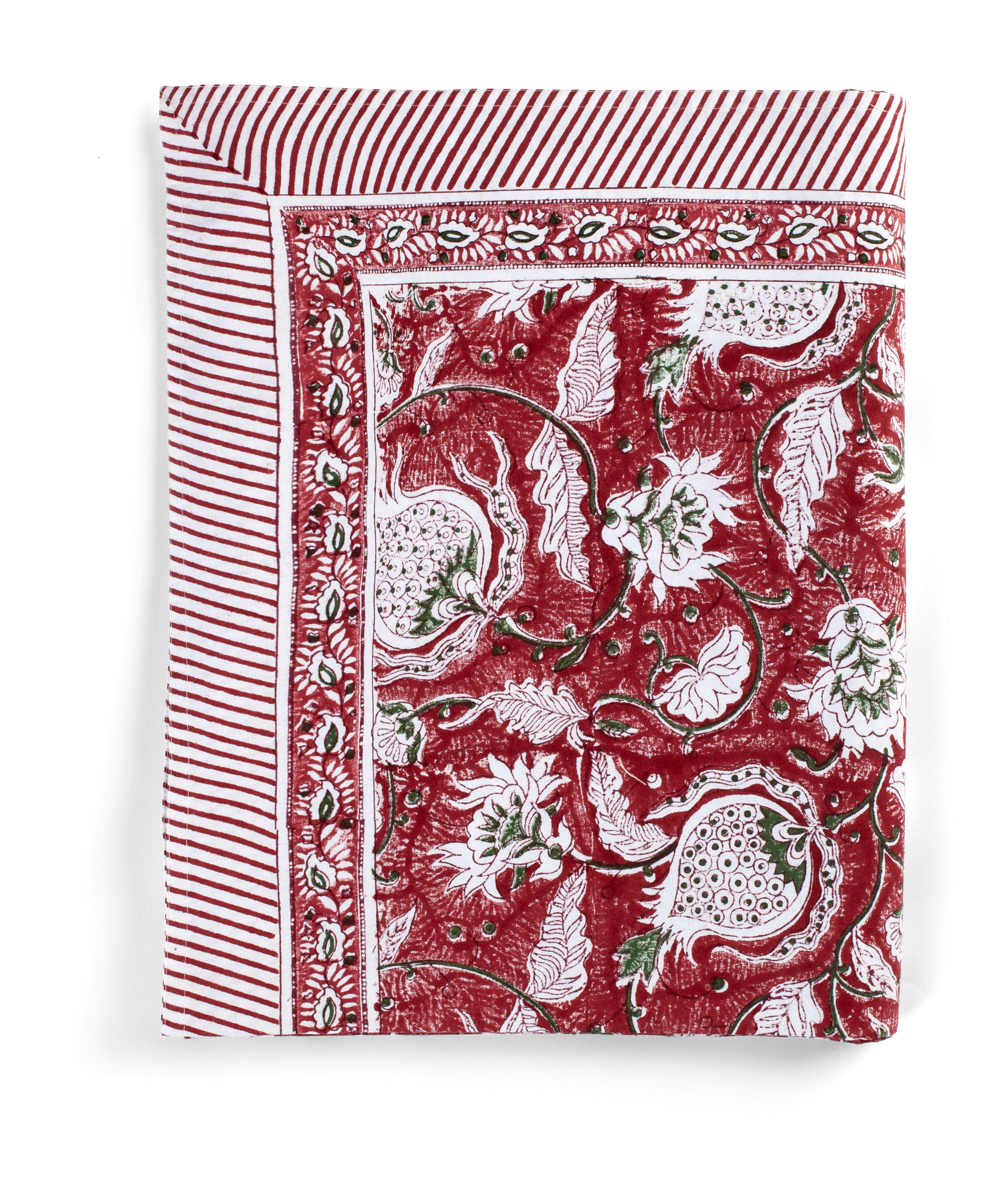 Cotton Tablecloth Pomegranate Design - Red