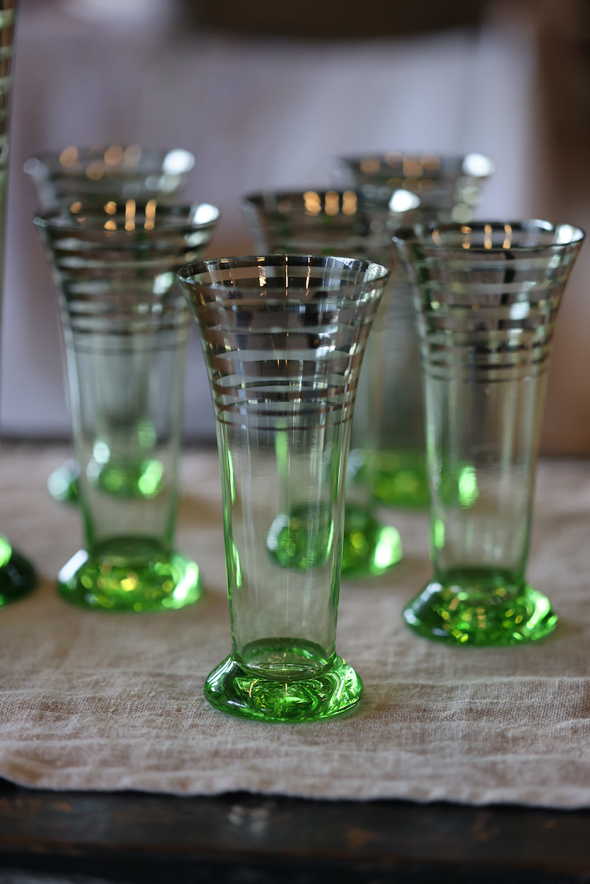 Vintage Uranium Glass Drinks Set - Carafe & 6 Glasses