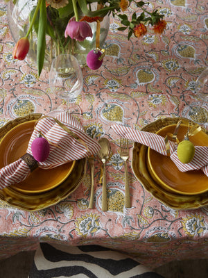 Cotton Tablecloth Pomegranate Design - Orange