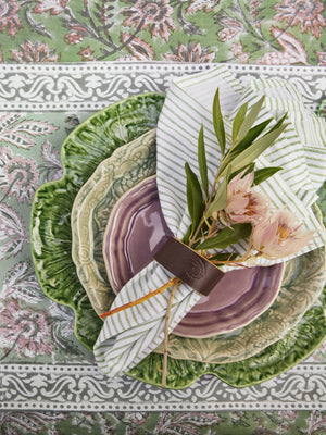 Cotton Placemat Indian Summer - Green/Rose