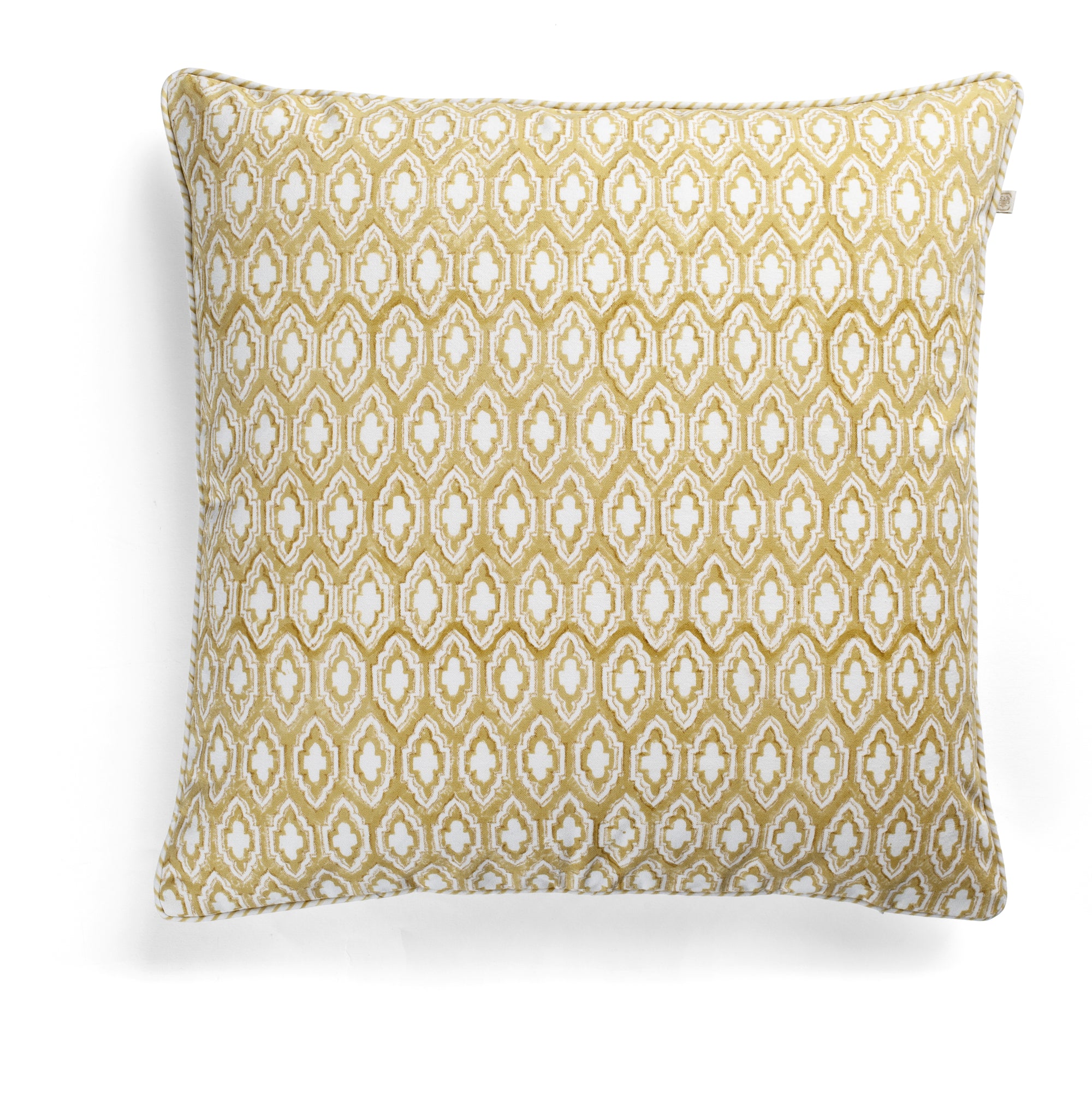 Cotton Cushion Cover Cross Design - Yellow Olive