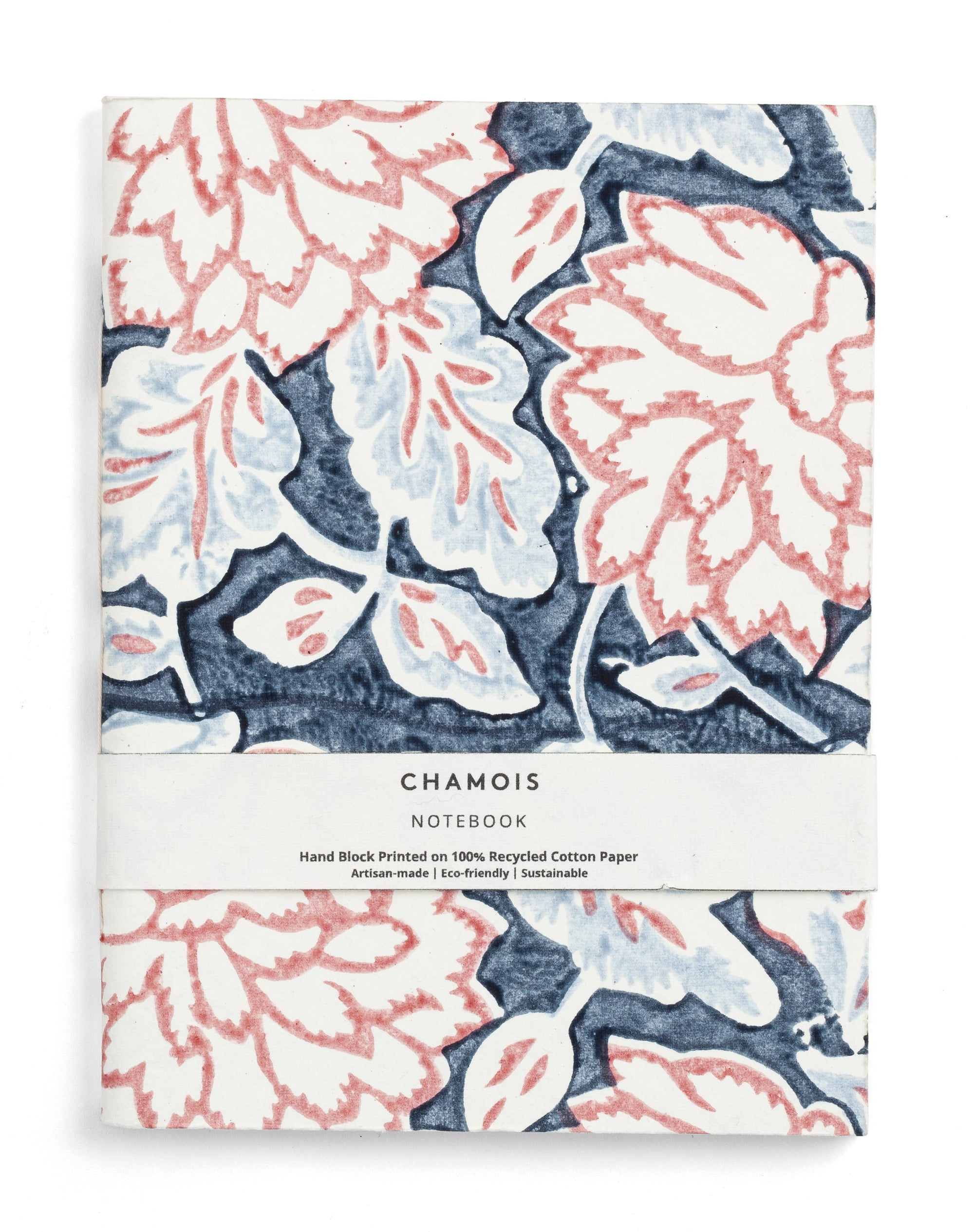 Hand block printed notebooks - Blue/Red