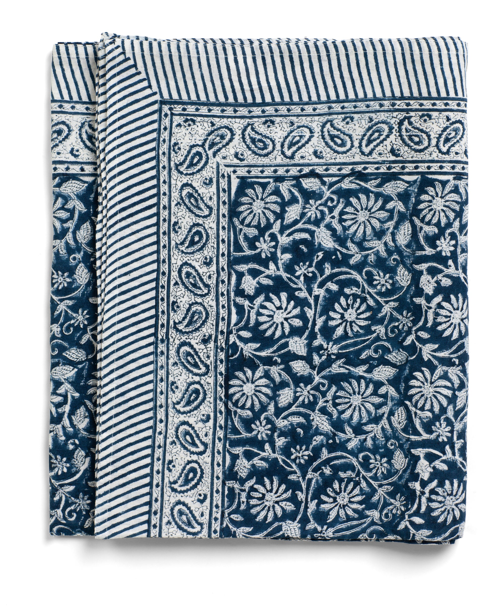 Linen Tablecloth Margerita Design - Navy Blue