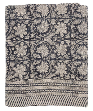 Linen Tablecloth Paradise Design - Dark Blue