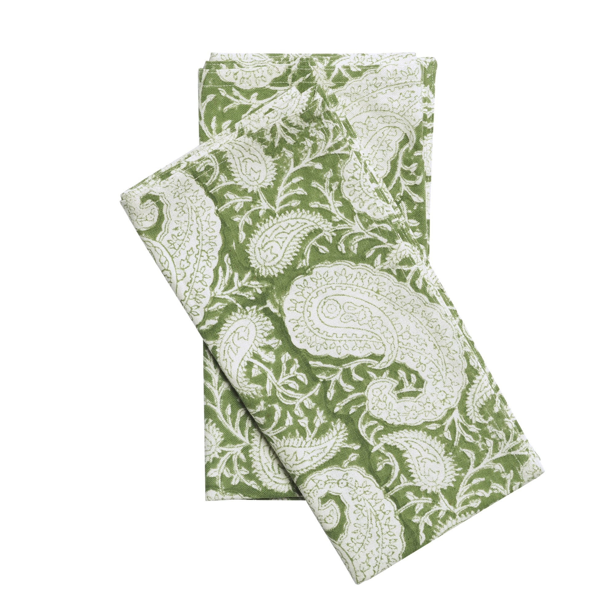 Cotton Napkin Big Paisley Design - Forest Green
