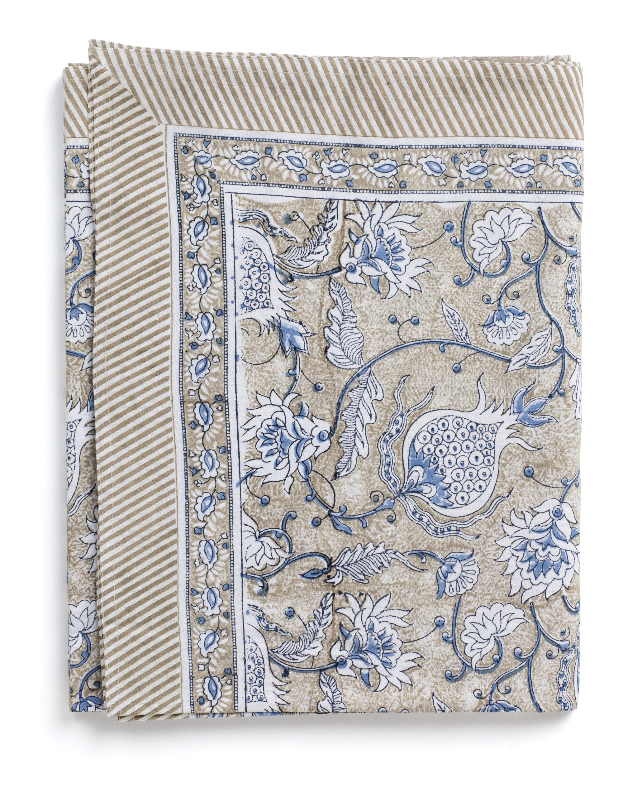 Cotton Tablecloth Pomegranate Design - Blue