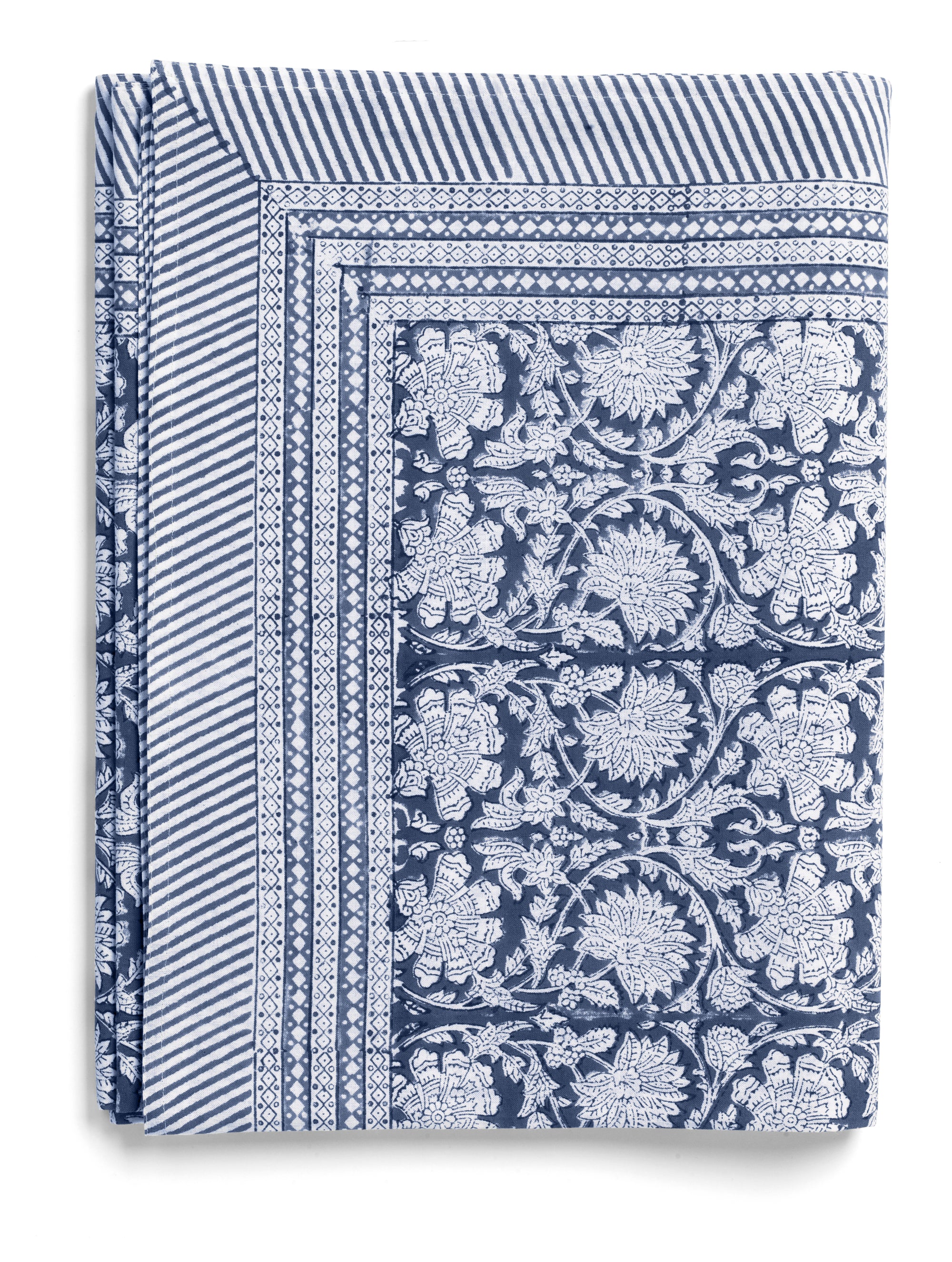 Cotton Tablecloth Paradise Design - Navy Blue