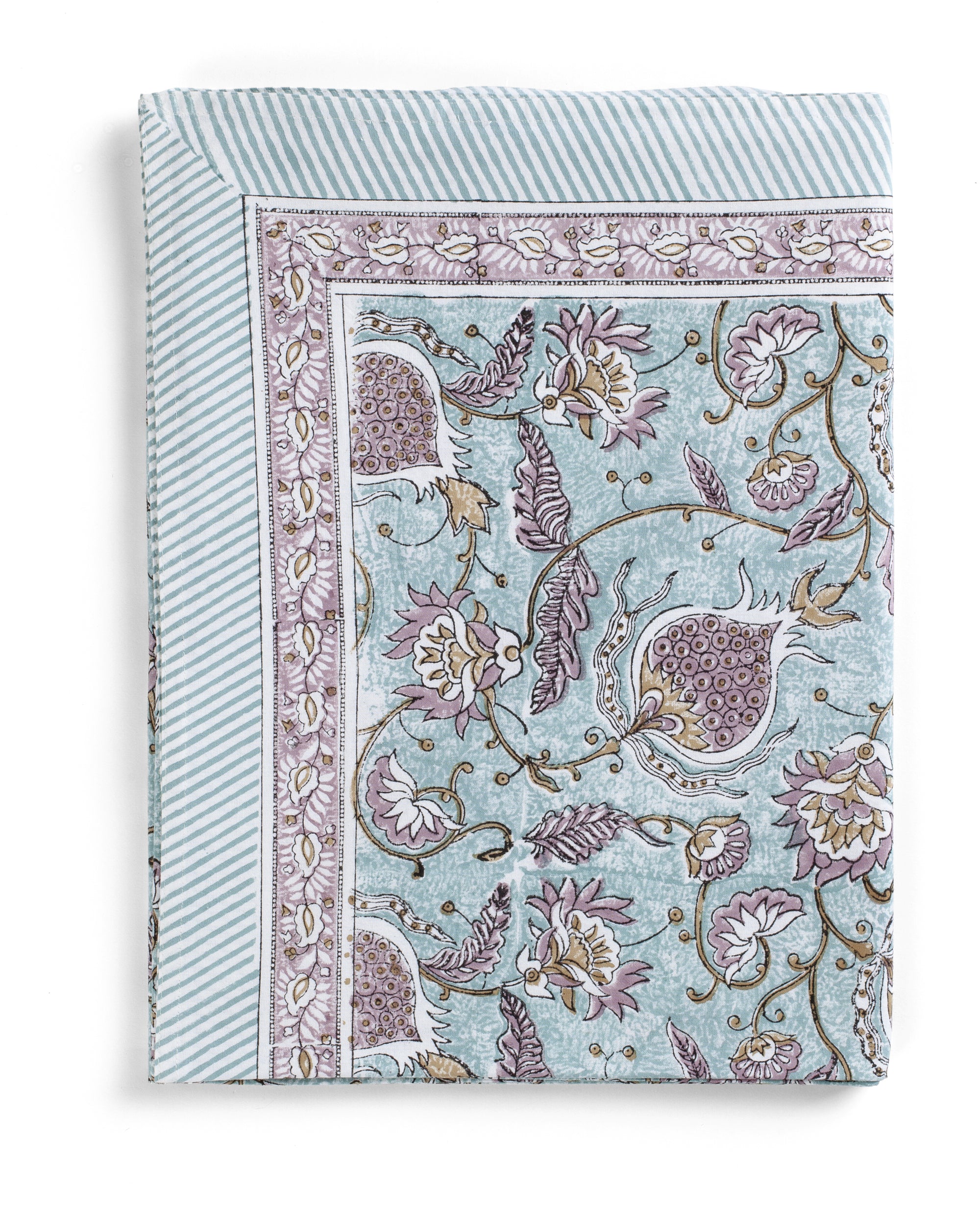 Cotton Tablecloth Pomegranate Design - Turquoise