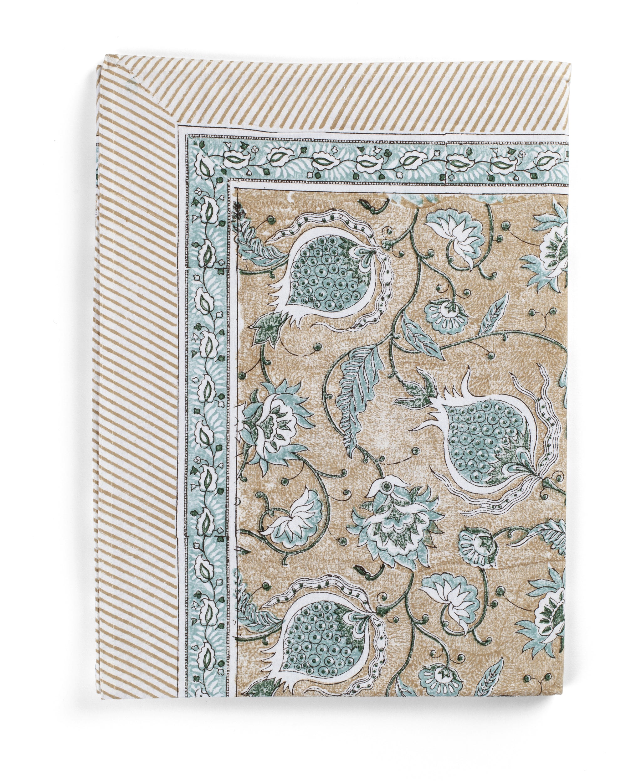 Cotton Tablecloth Pomegranate Design - Beige