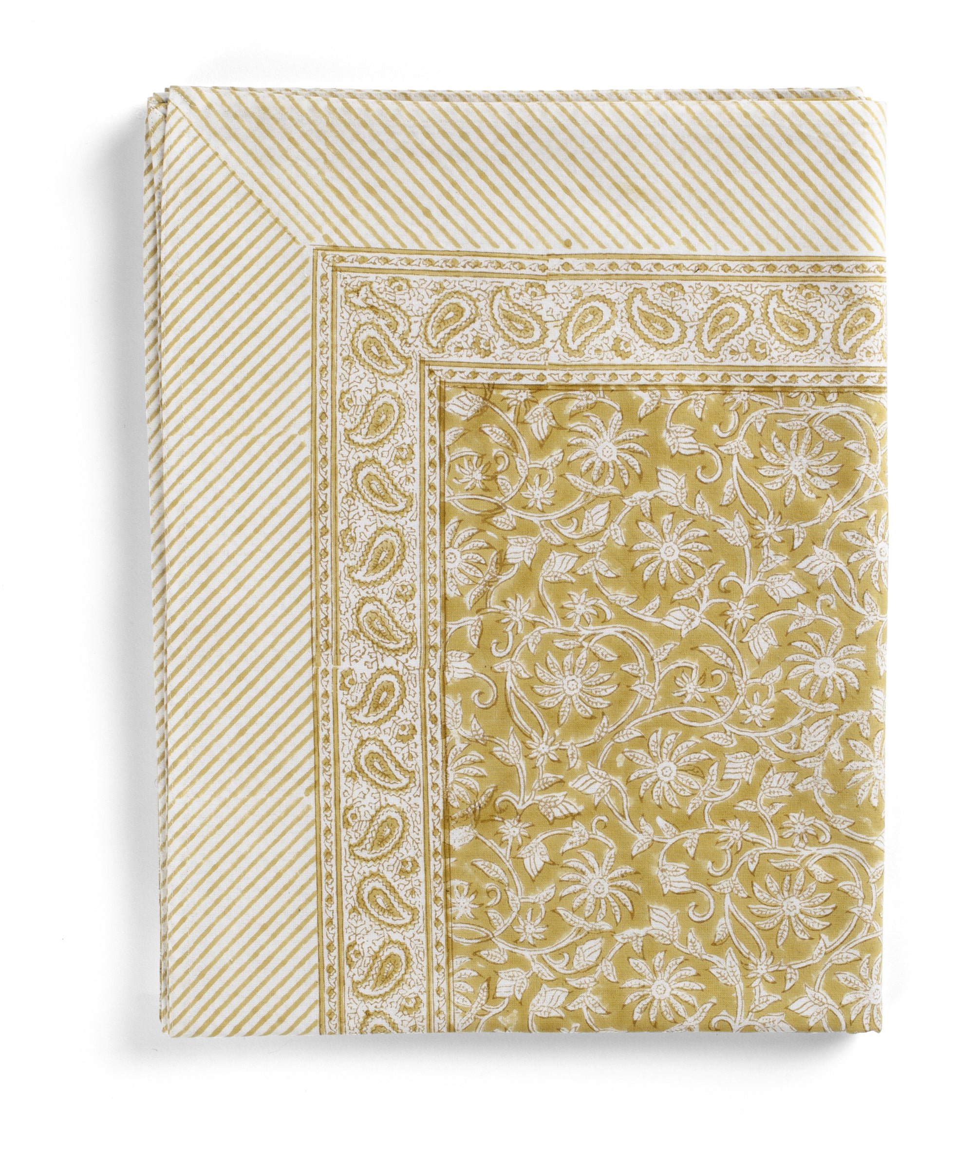 Cotton Tablecloth Margerita Design - Yellow Olive