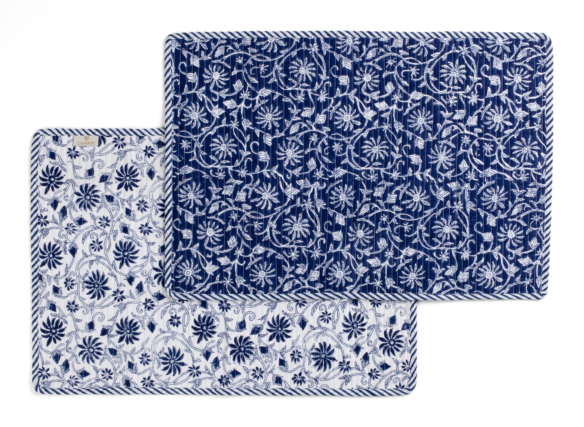 Cotton Quilted Placemat Margerita Design - Navy Blue
