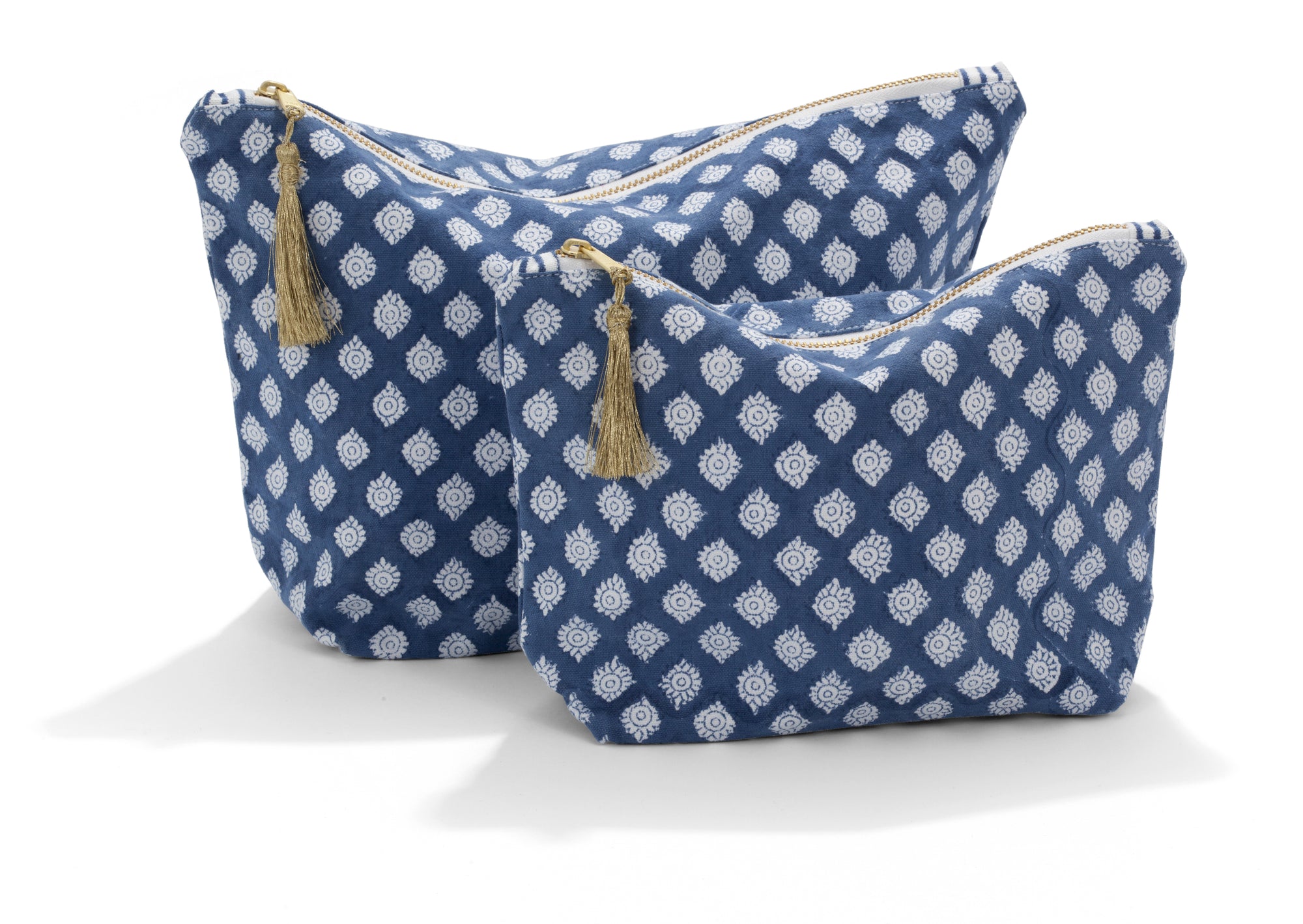 Cotton Toiletry Bag Medallion Design - Navy Blue