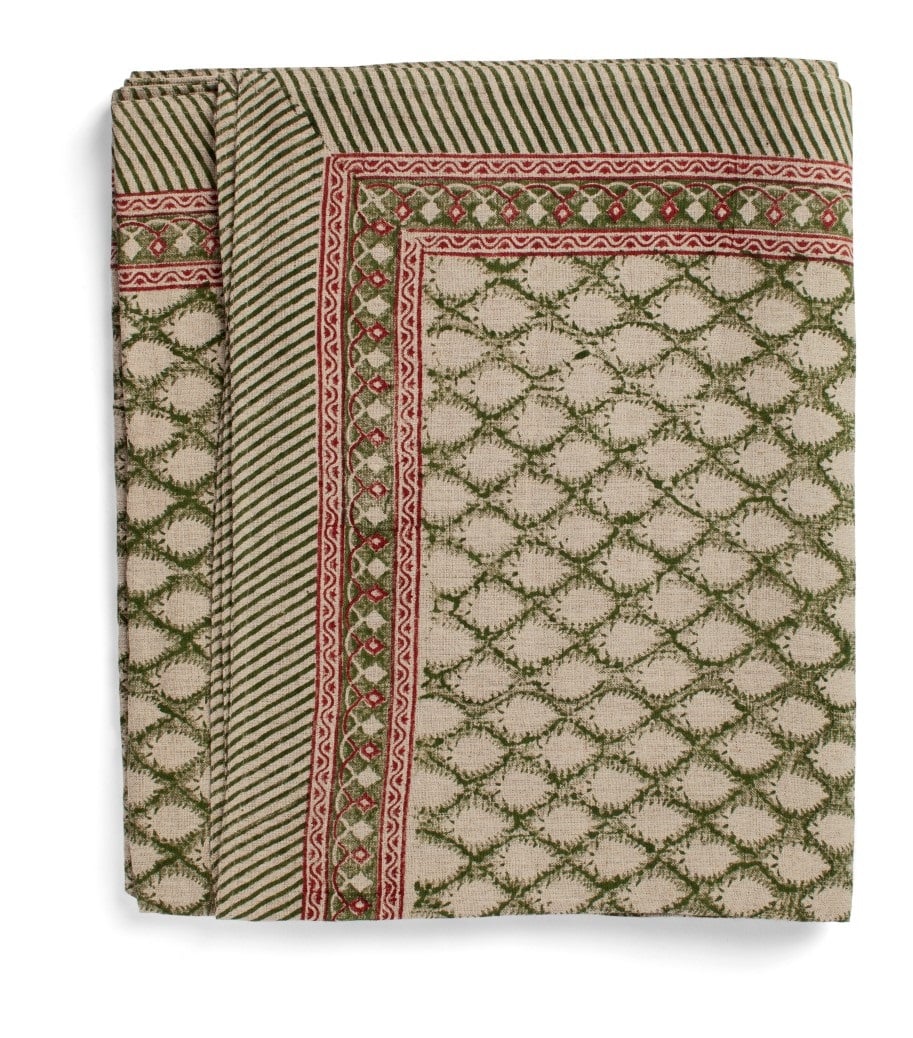 Linen Tablecloth Cypress Design - Green