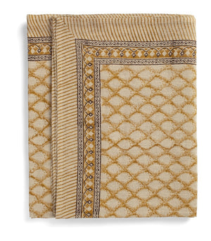 Linen Tablecloth Cypress Design - Ochre