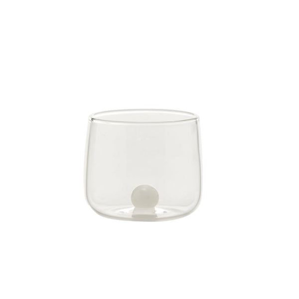 Verres Tumbler Zafferano Bilia - Set De 6, Verre Soufflé Main Avec Bille Colorée, Transparent Et Blanc