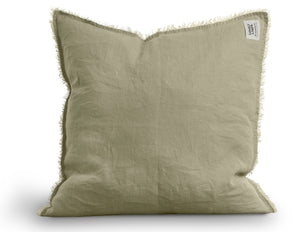 Misty Frayed Edge Linen Cushion Cover